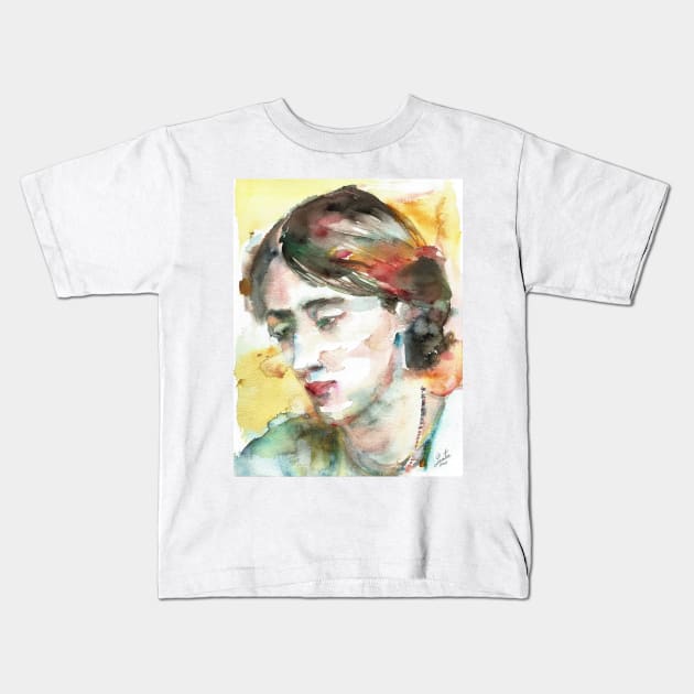 VIRGINIA WOOLF watercolor portrait.1 Kids T-Shirt by lautir